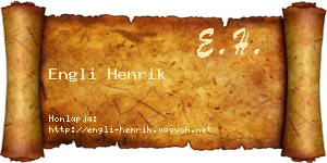 Engli Henrik névjegykártya